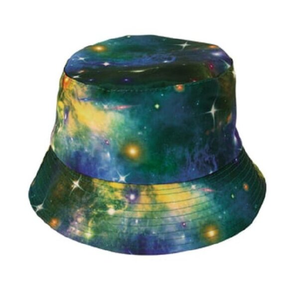 New Outer Space Galaxy Bucket Hat Adult One Size Summer Reversible Stars Planets - Picture 1 of 3